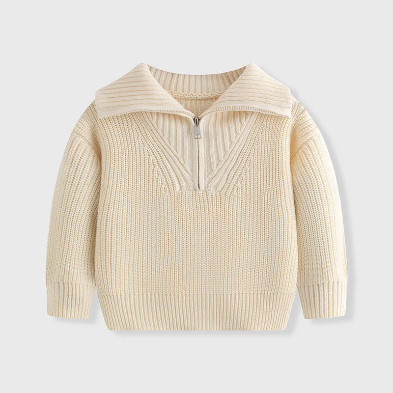 Solid color half zip sweater for kids
