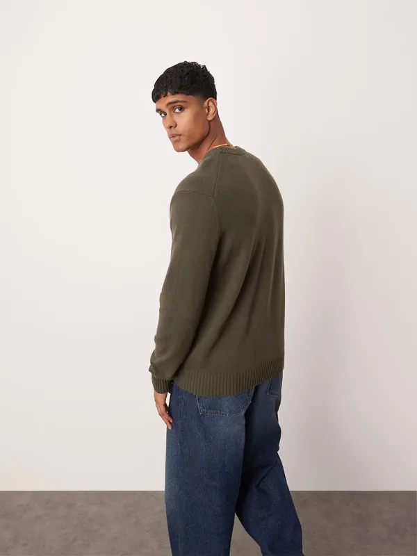 Dark Green Pullover Knitted Sweater