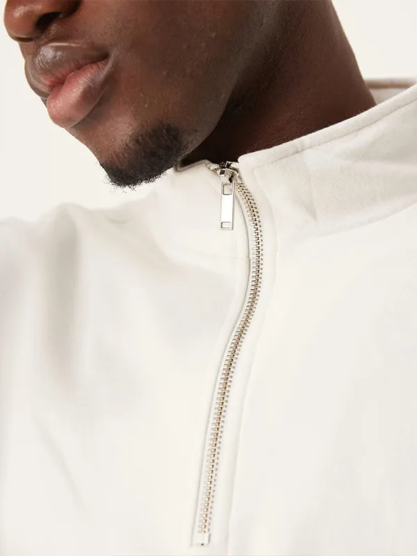 White 1/4 Zip Knit Pullover Men's Knitwear
