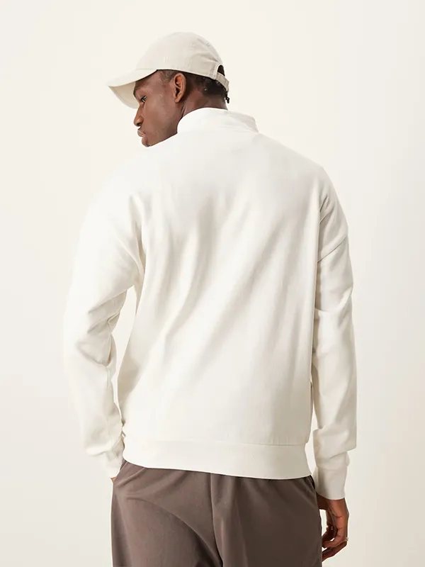 White 1/4 Zip Knit Pullover Men's Knitwear