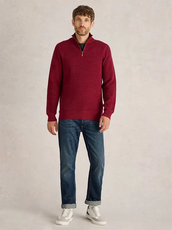 FNJIA Wholesale Custom Men's Half Zipper Knitted Jumper Knitwear Sweatshirt Sweater For Men