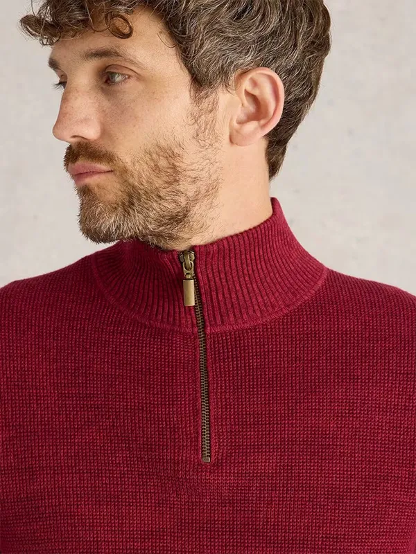 FNJIA Wholesale Custom Men's Half Zipper Knitted Jumper Knitwear Sweatshirt Sweater For Men