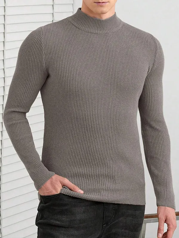 Custom FNJIA Solid Color Half Turtleneck Men's Sweater Wholesale Knitwear Jumper