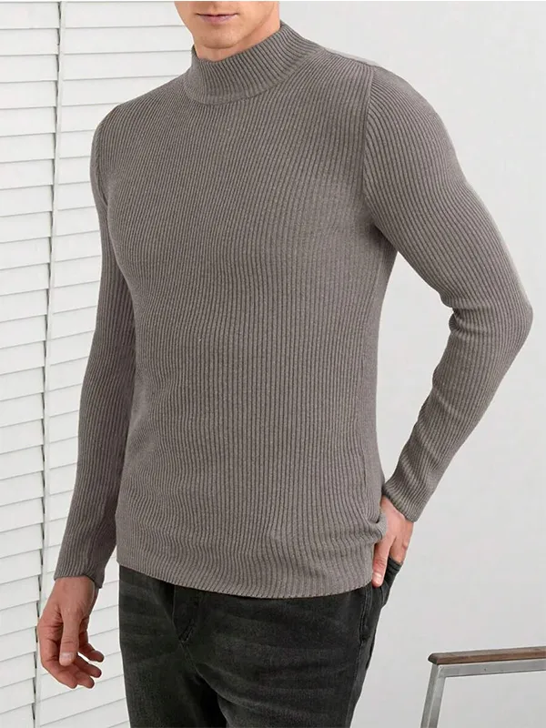 Custom FNJIA Solid Color Half Turtleneck Men's Sweater Wholesale Knitwear Jumper