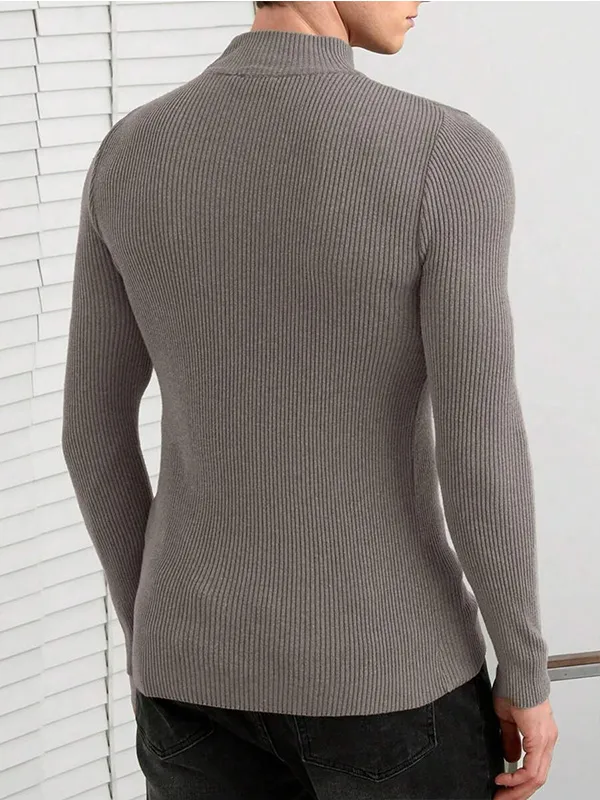 Custom FNJIA Solid Color Half Turtleneck Men's Sweater Wholesale Knitwear Jumper