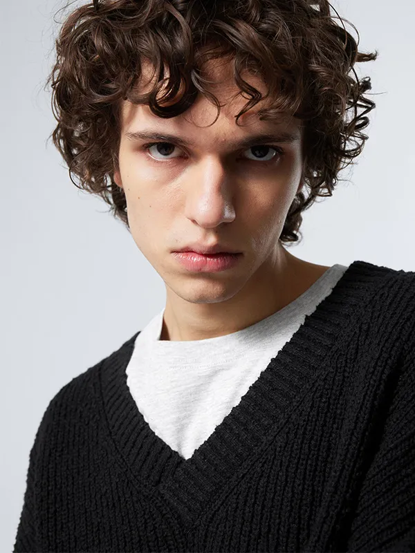 Custom FNJIA V-Neck Men's Knitted Sweater