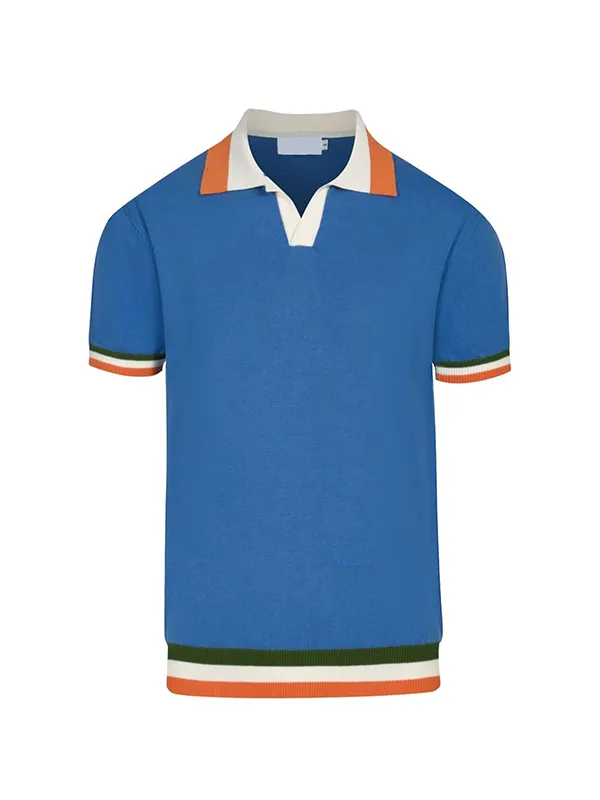 Custom FNJIA Splicing Color Knitted Polo Shirt