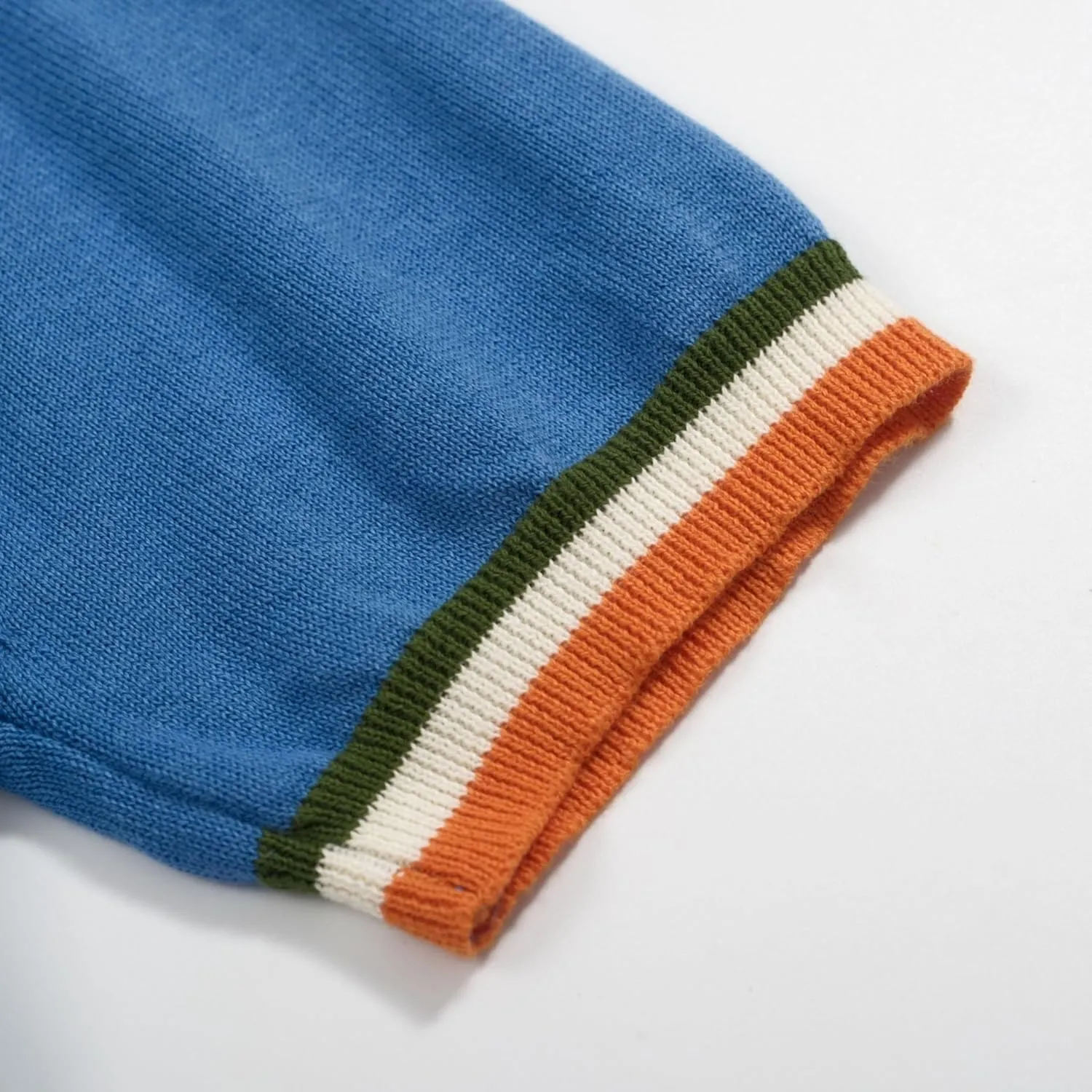 Custom FNJIA Splicing Color Knitted Polo Shirt
