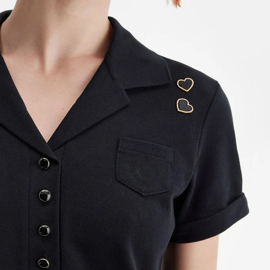 Custom FNJIA Knitted Pocket Design Women's Polo Shirt