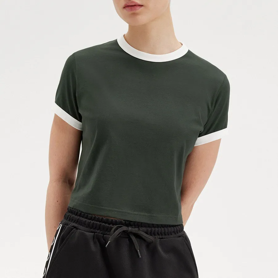 Custom 9-point Knitted Short Sleeves Knitted Women's T-shirt