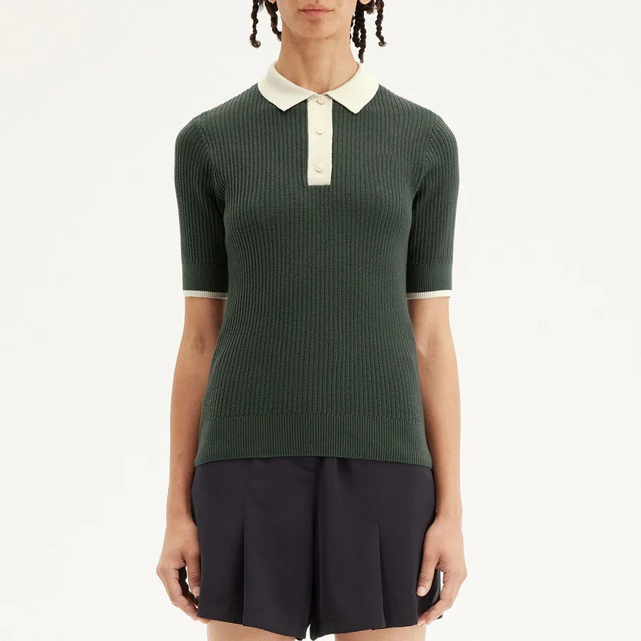 Custom Knitted Splicing simple Women's Polo Shirt