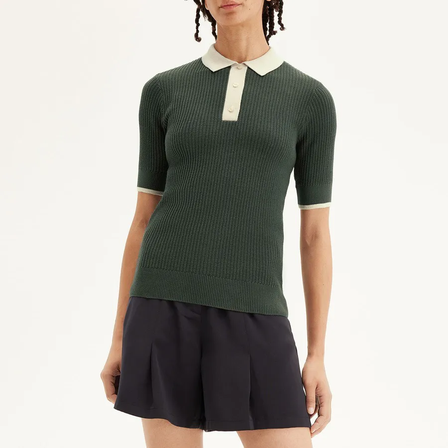 Custom Knitted Splicing simple Women's Polo Shirt