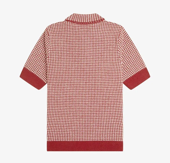Custom Plaid Knitted Jacquard Women's Polo Shirt
