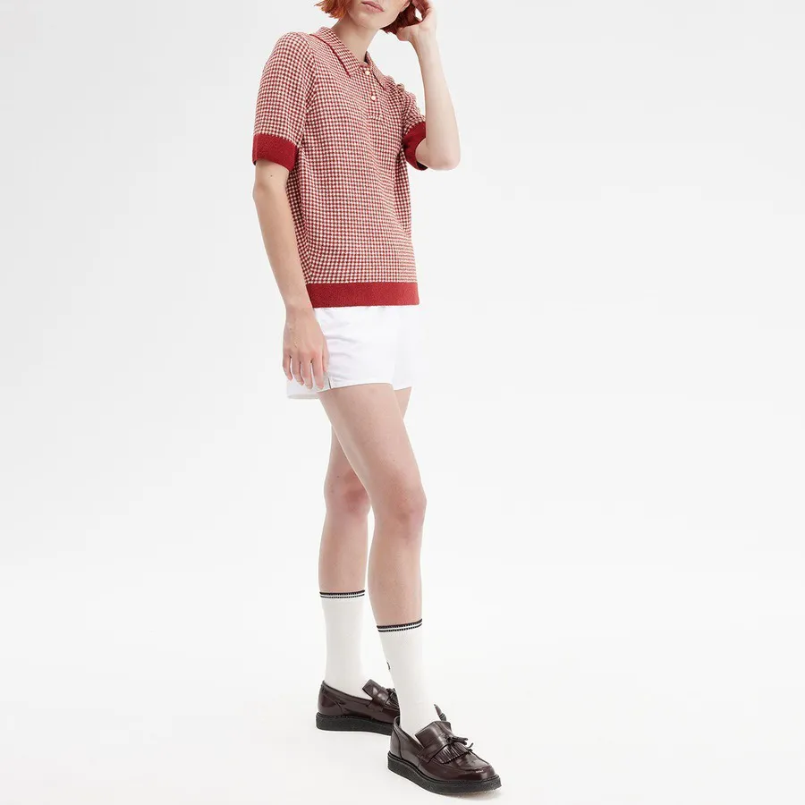 Custom Plaid Knitted Jacquard Women's Polo Shirt