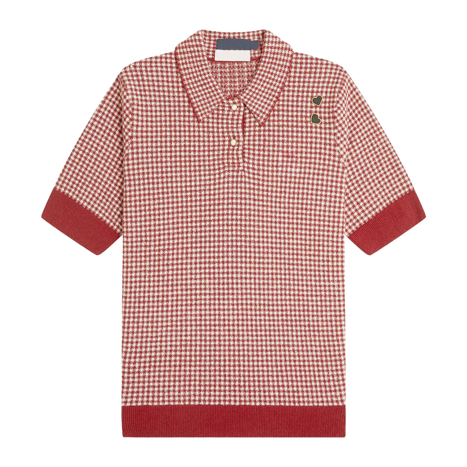 Custom Plaid Knitted Jacquard Women's Polo Shirt