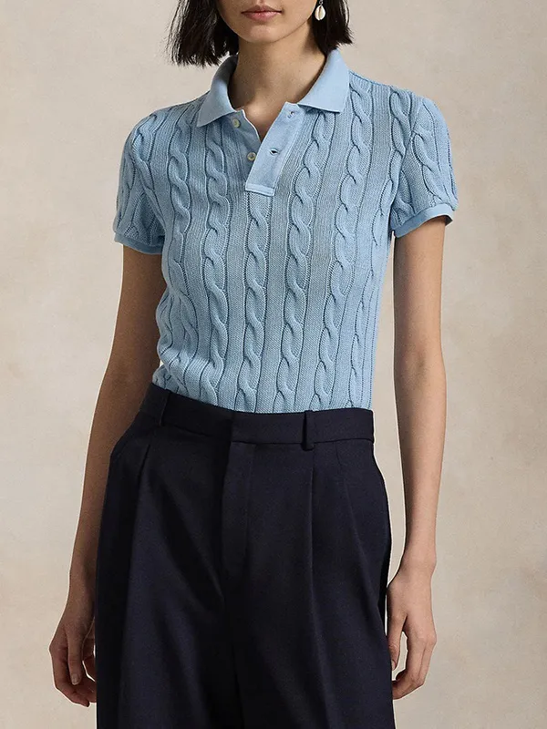 Custom Braided Knitted Women's Polo Shirt