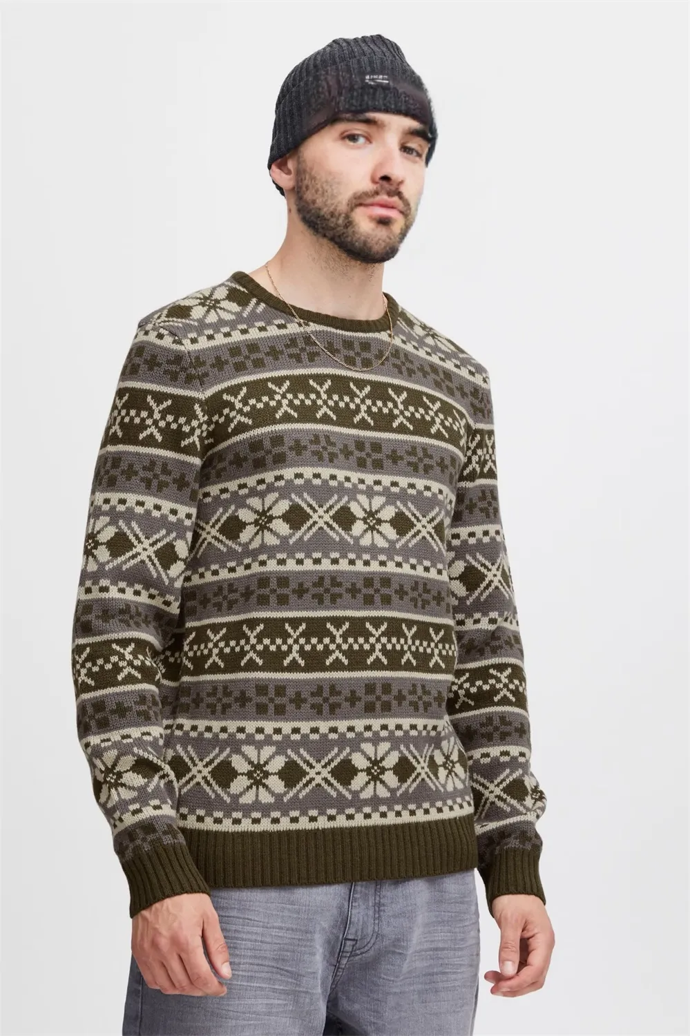 Custom FNJIA Men's Jacquard Ugly Christmas Sweater