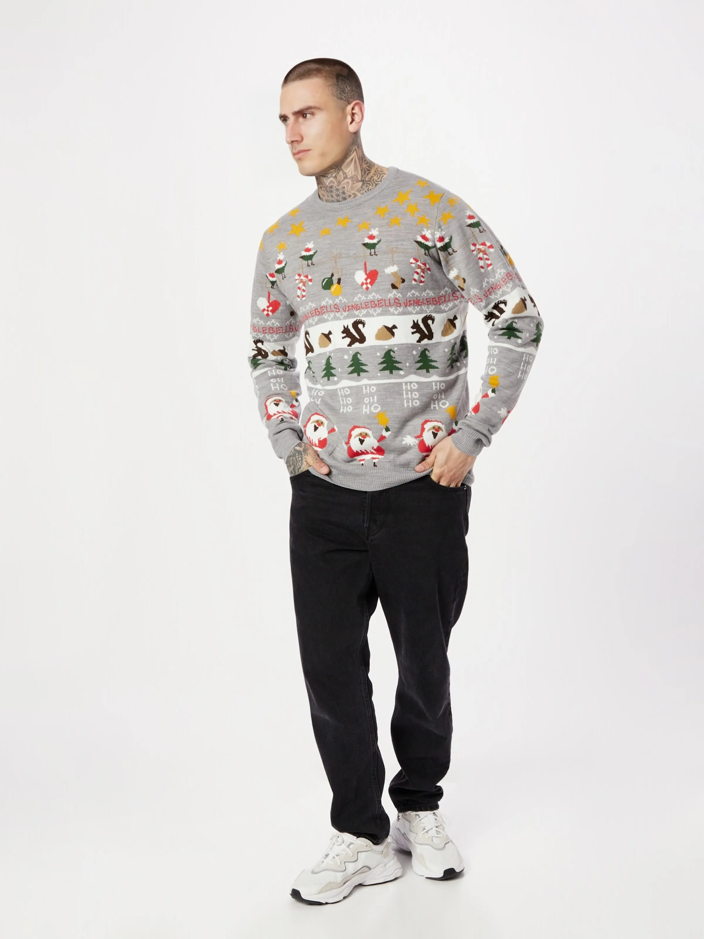FNJIA Men's Jacquard Christmas Jumper Ugly Xmas Sweater