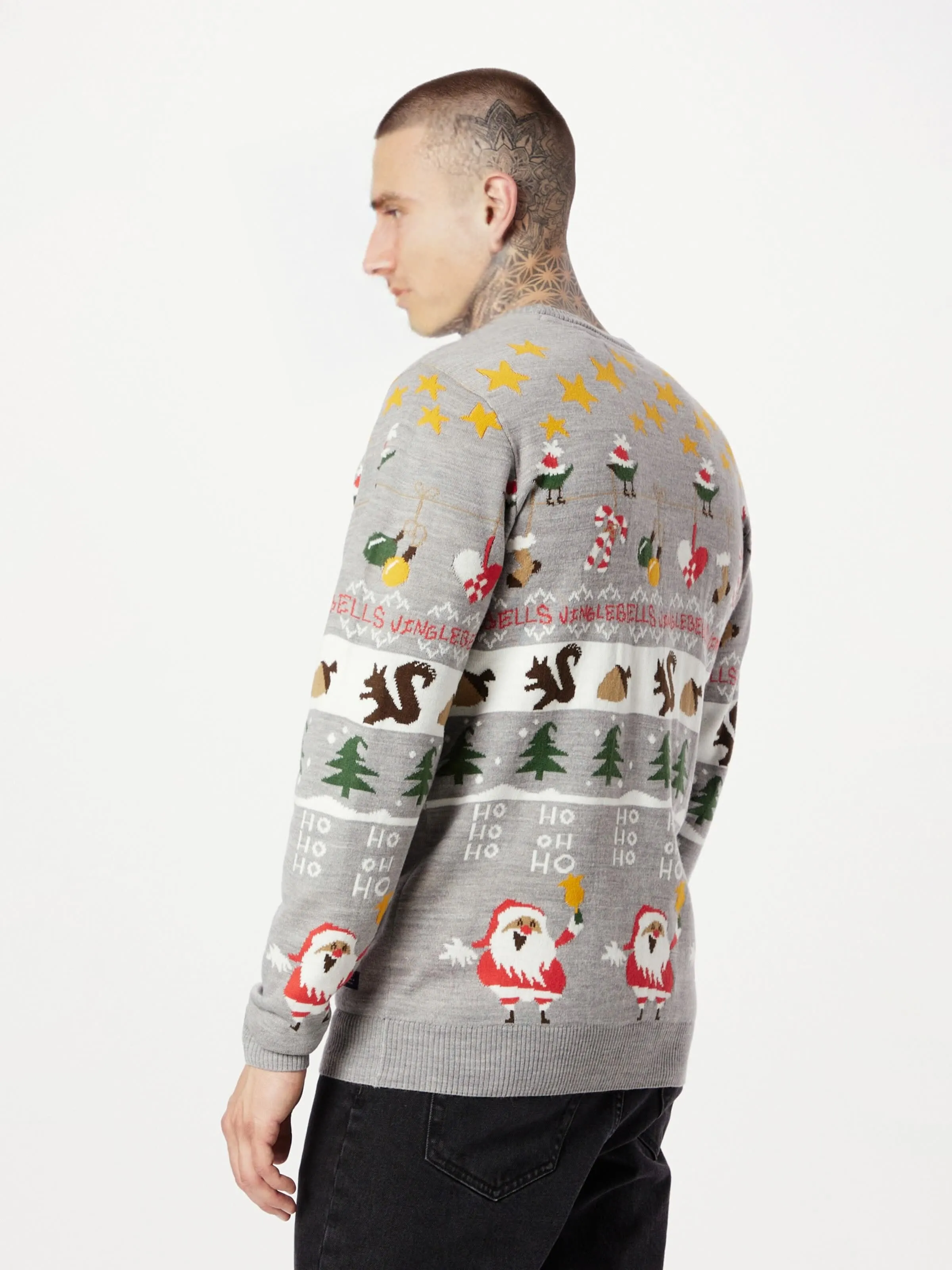 FNJIA Men's Jacquard Christmas Jumper Ugly Xmas Sweater
