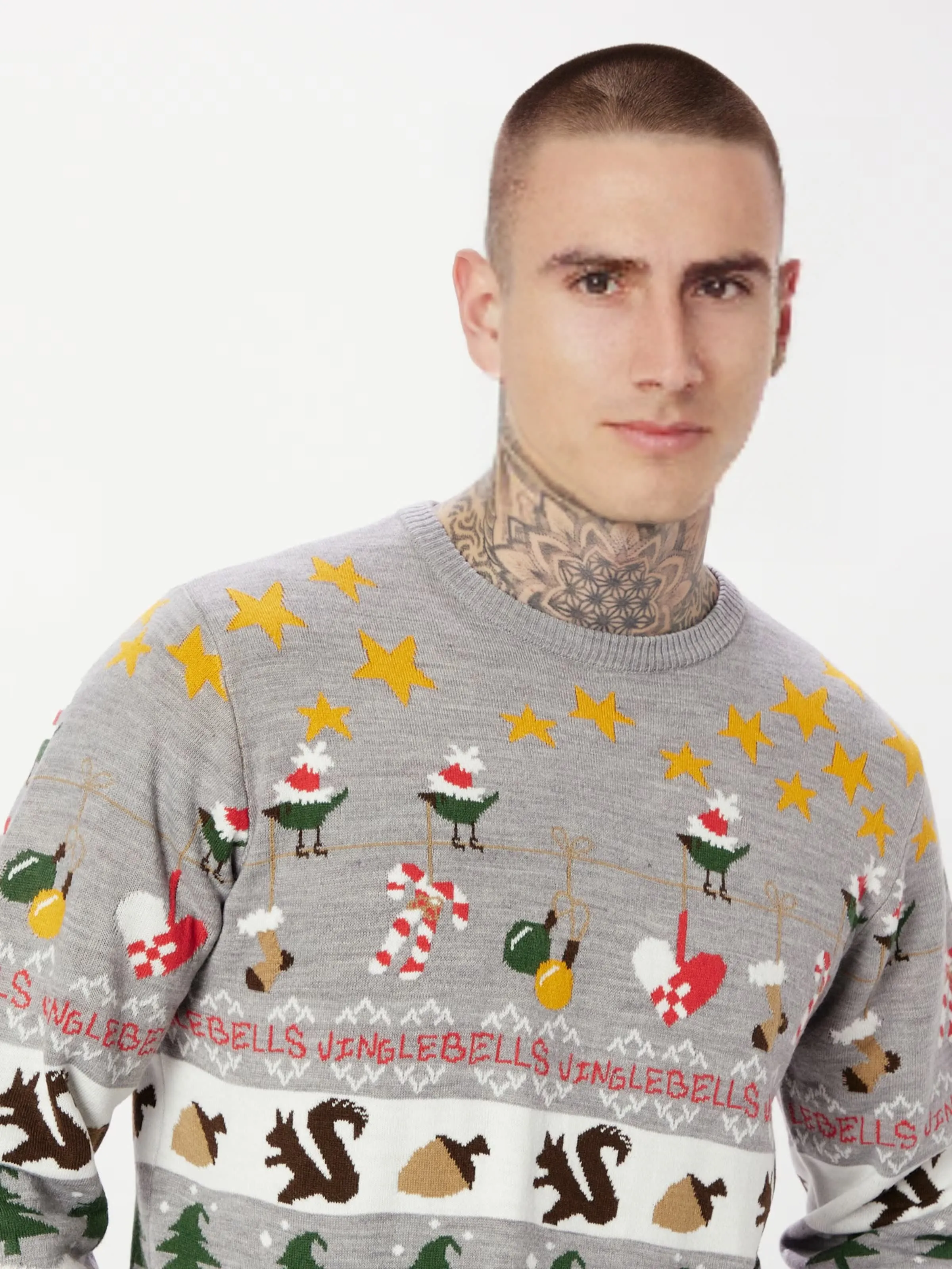 FNJIA Men's Jacquard Christmas Jumper Ugly Xmas Sweater