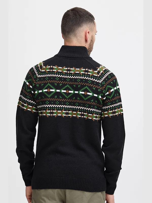 Custom Men's Half Zipper Jacquard Christmas Sweater