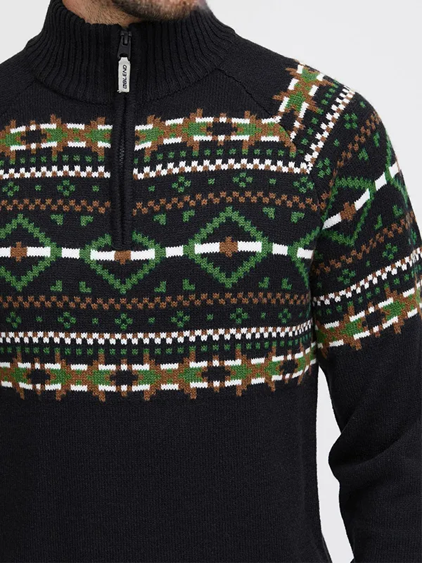 Custom Men's Half Zipper Jacquard Christmas Sweater