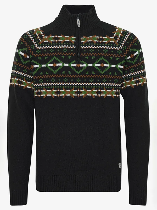 Custom Men's Half Zipper Jacquard Christmas Sweater