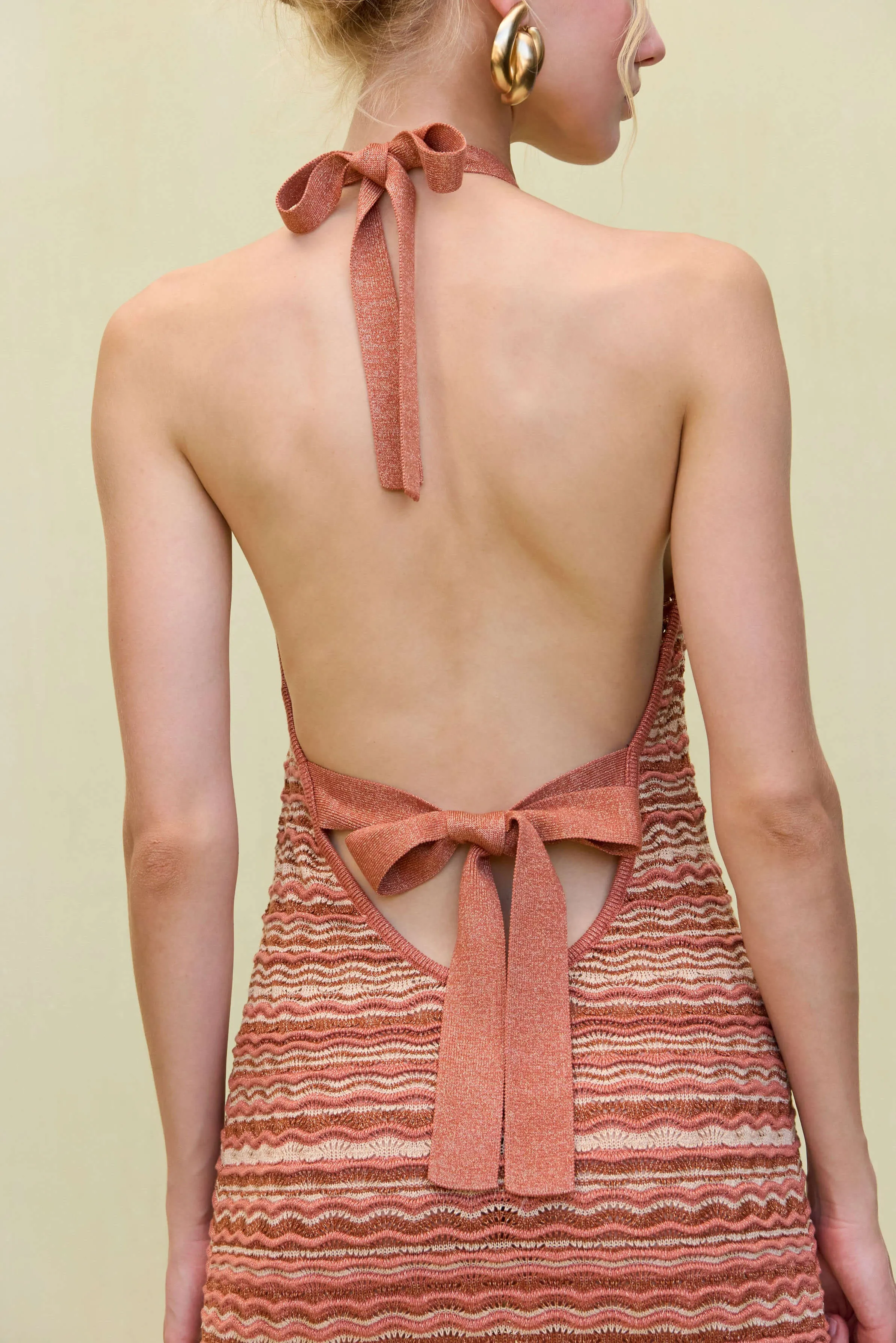 Custom Sexy Stripe Design Backless Dress