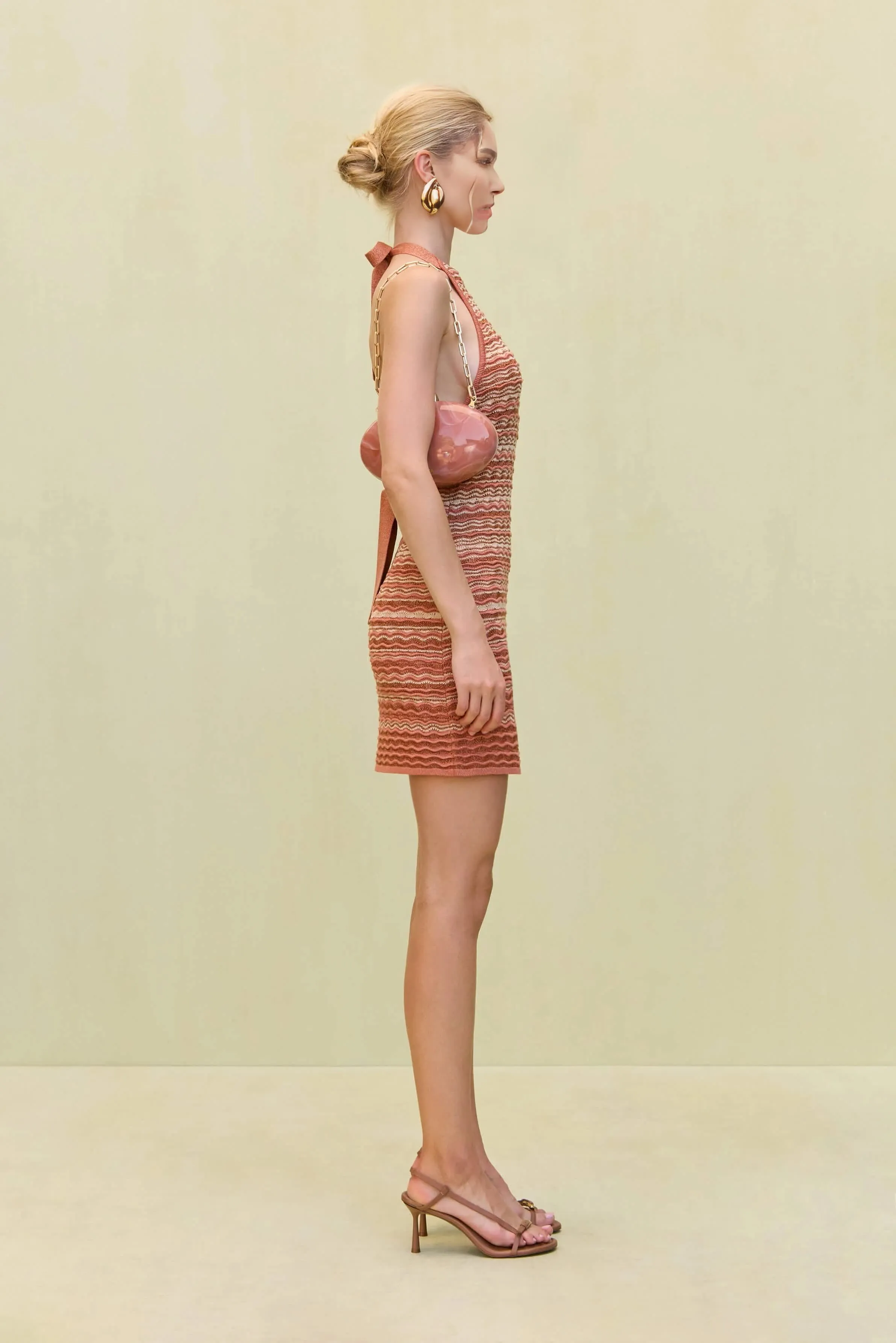 Custom Sexy Stripe Design Backless Dress