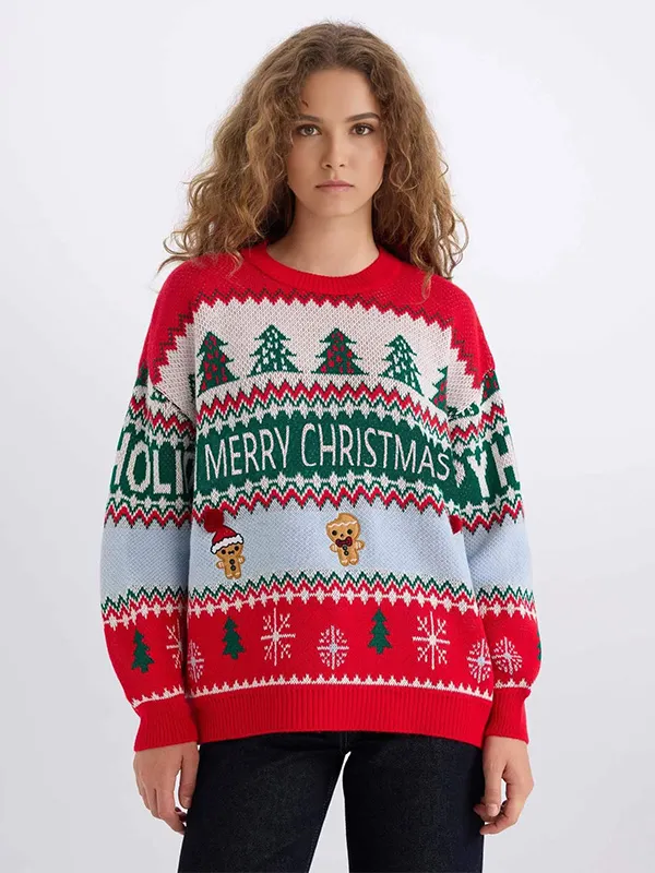 Custom FNJIA Women New Design Jacquard Christmas Jumper
