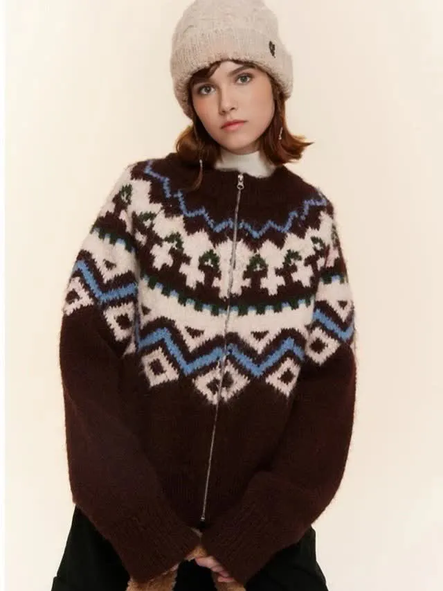 Custom Women's Christmas Sweater Coarse Needle Cord Jacquard Knit