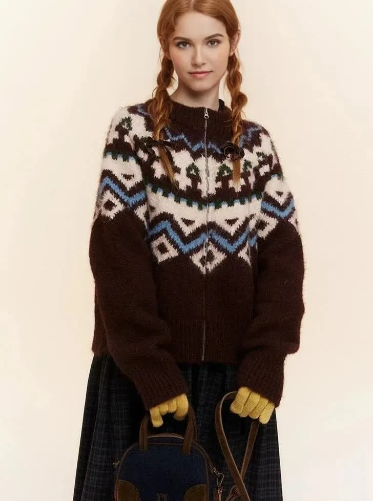Custom Women's Christmas Sweater Coarse Needle Cord Jacquard Knit