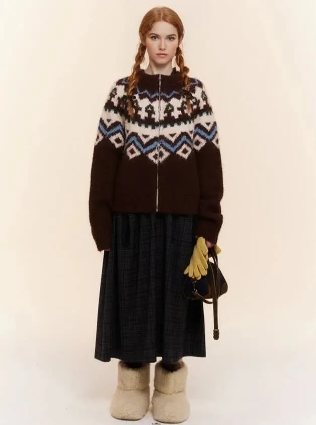 Custom Women's Christmas Sweater Coarse Needle Cord Jacquard Knit