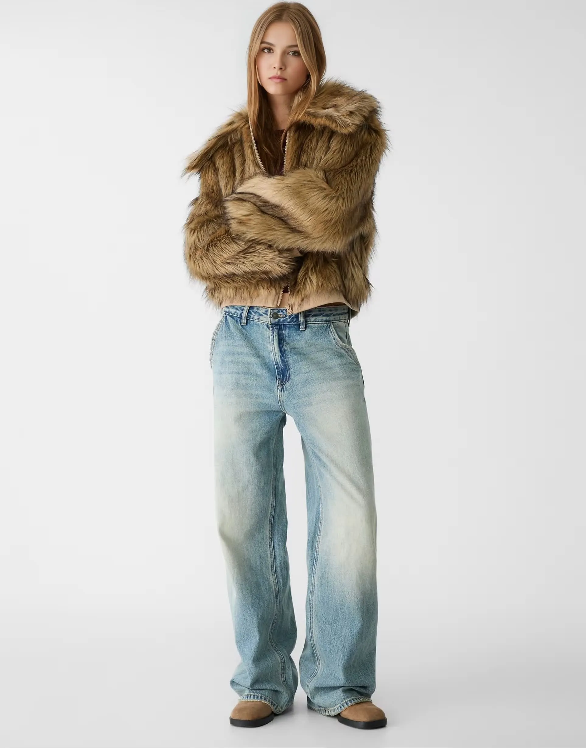 Custom Retro Vintage Rebellious Vibe Faux Fur Coat
