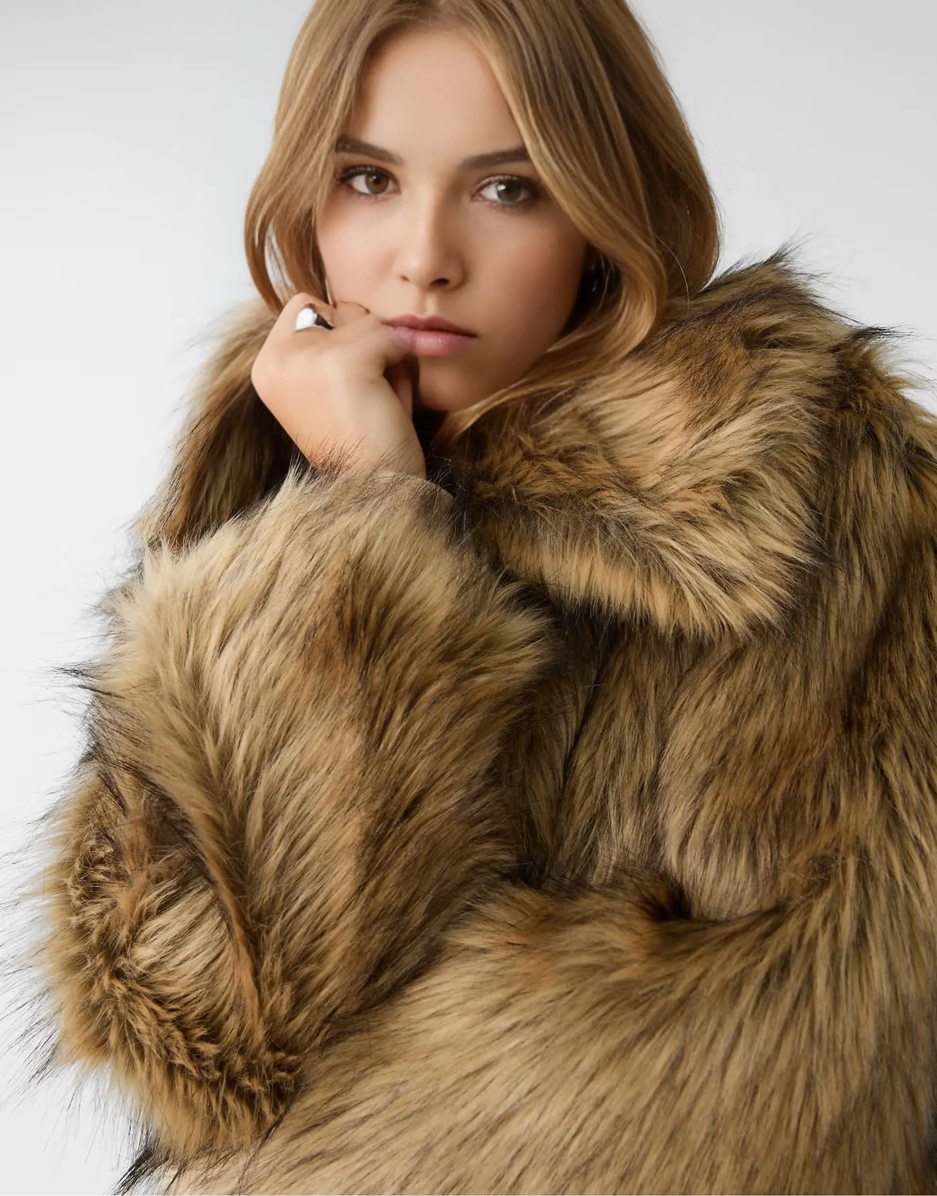 Custom Retro Vintage Rebellious Vibe Faux Fur Coat