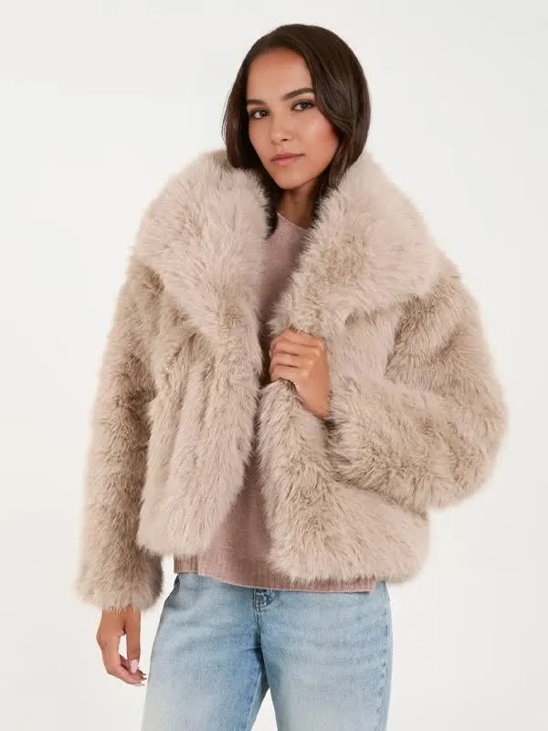 Custom Luxury Style Ladies Fake Fur Coat Winter Women Warm Faux Fur Jacket