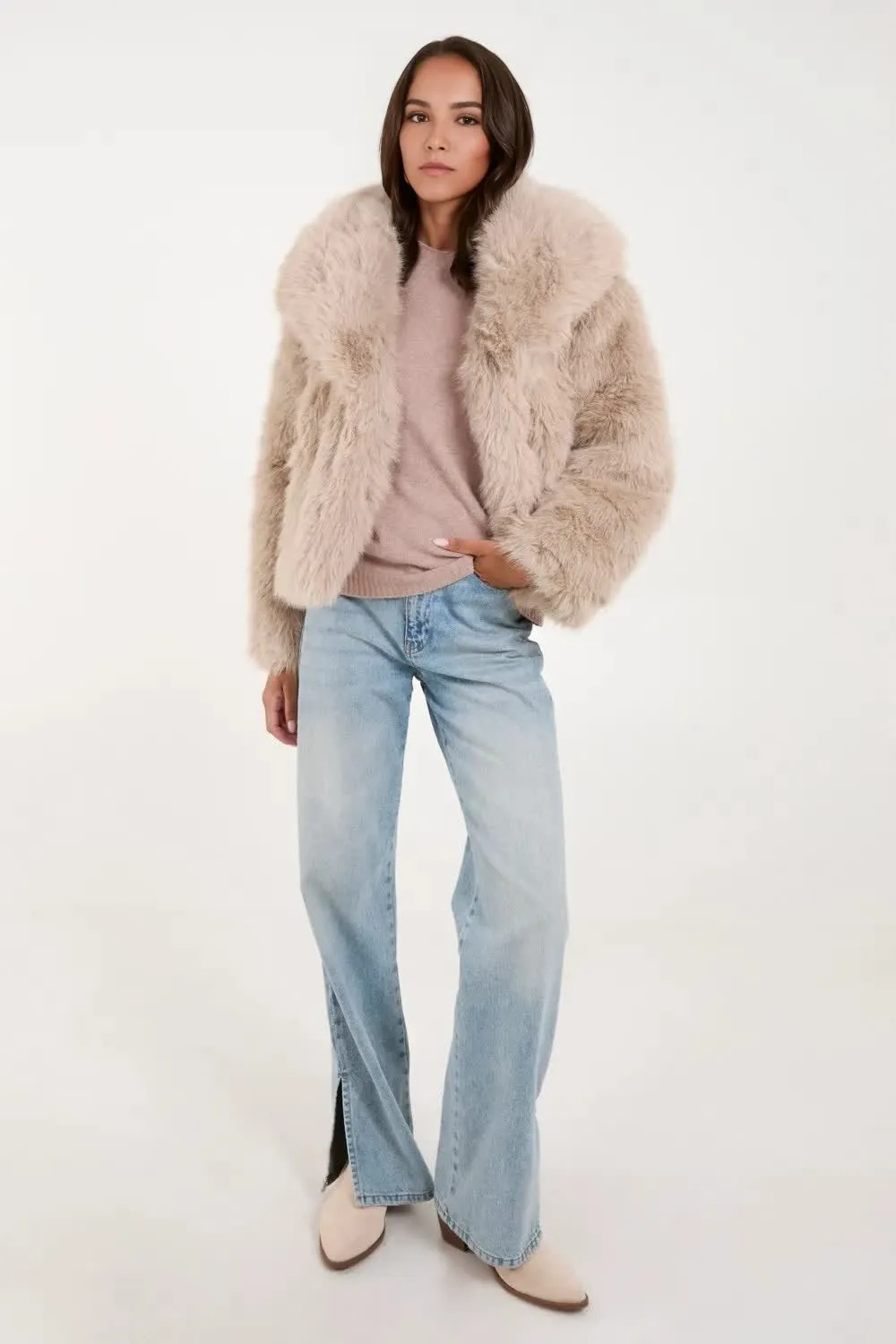 Custom Luxury Style Ladies Fake Fur Coat Winter Women Warm Faux Fur Jacket