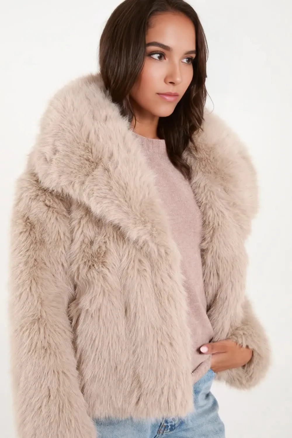 Custom Luxury Style Ladies Fake Fur Coat Winter Women Warm Faux Fur Jacket