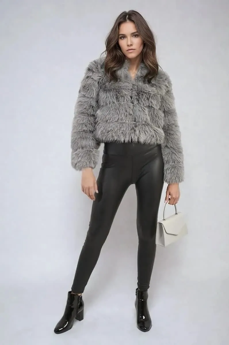 Factory Fluffy Coat for Women Winter Warm Large Size Cropped Coat Jacket With Hood Fashion Outside Short Style Faux Fur Coat